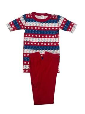 HANNA ANDERSSON Peanuts Snoopy USA Flag Pajama Set Sz 10 140 Kids Red White Blue